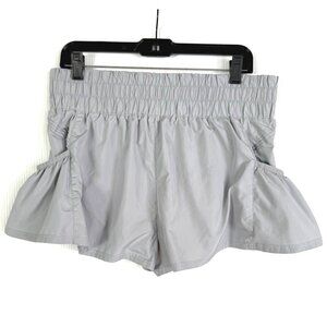size L Free People movement Get Your Flirt On lined athletic shorts gray silver